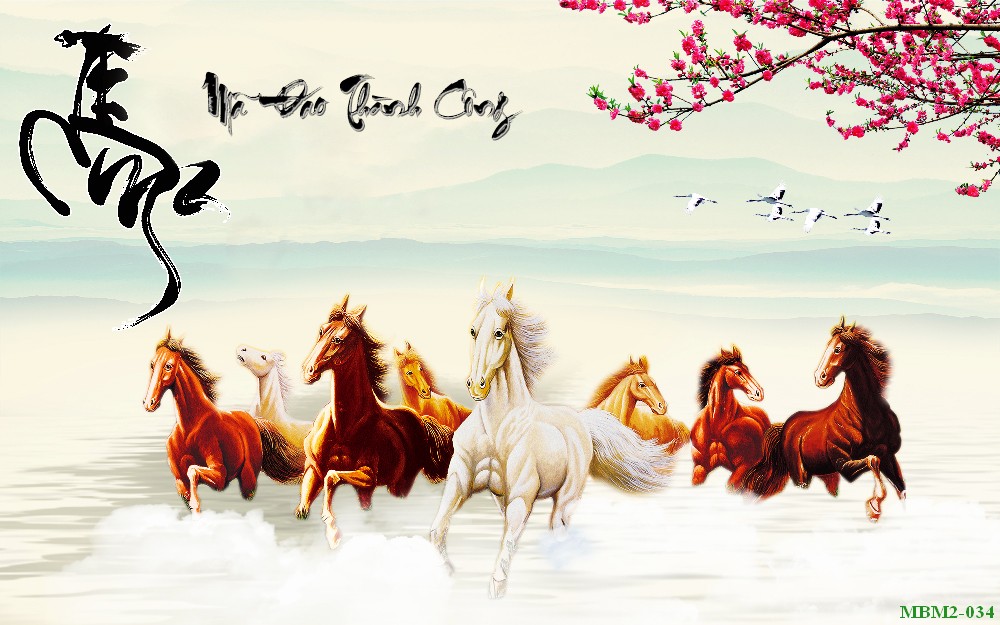 Tranh ngựa - bát mã - Mã đáo MBM2-034